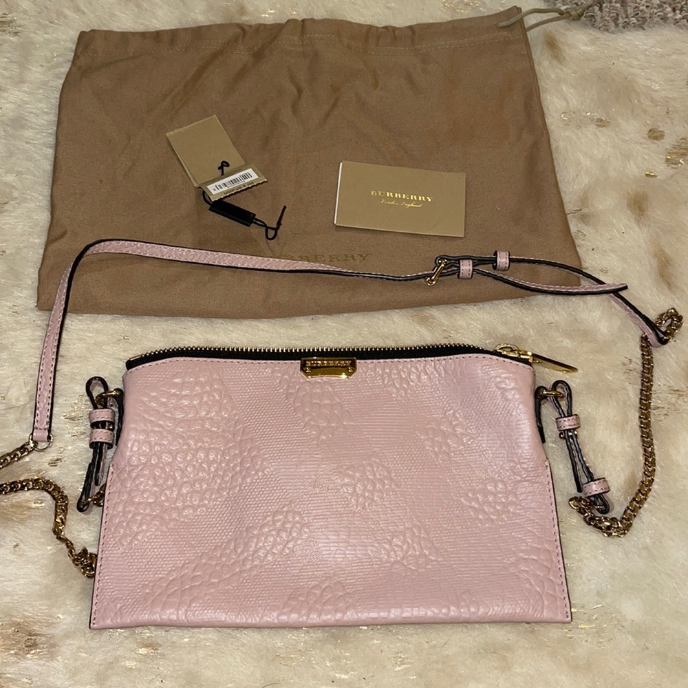 Authentic Burberry Grain Check Crossbody pale orchid - Picture 1 of 14